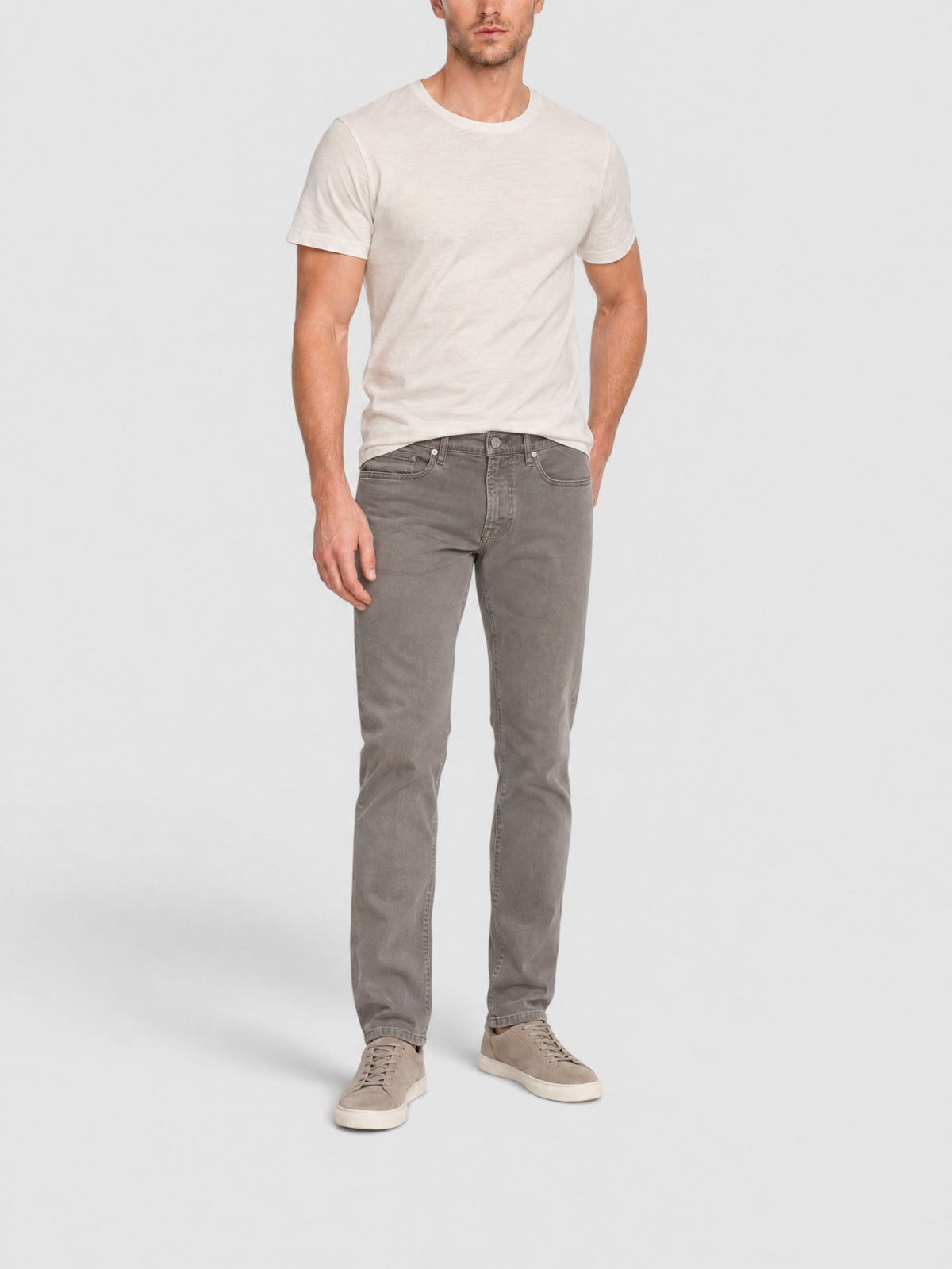 L'Homme Slim Brushed Twill Denim Trousers - Dusty Grey