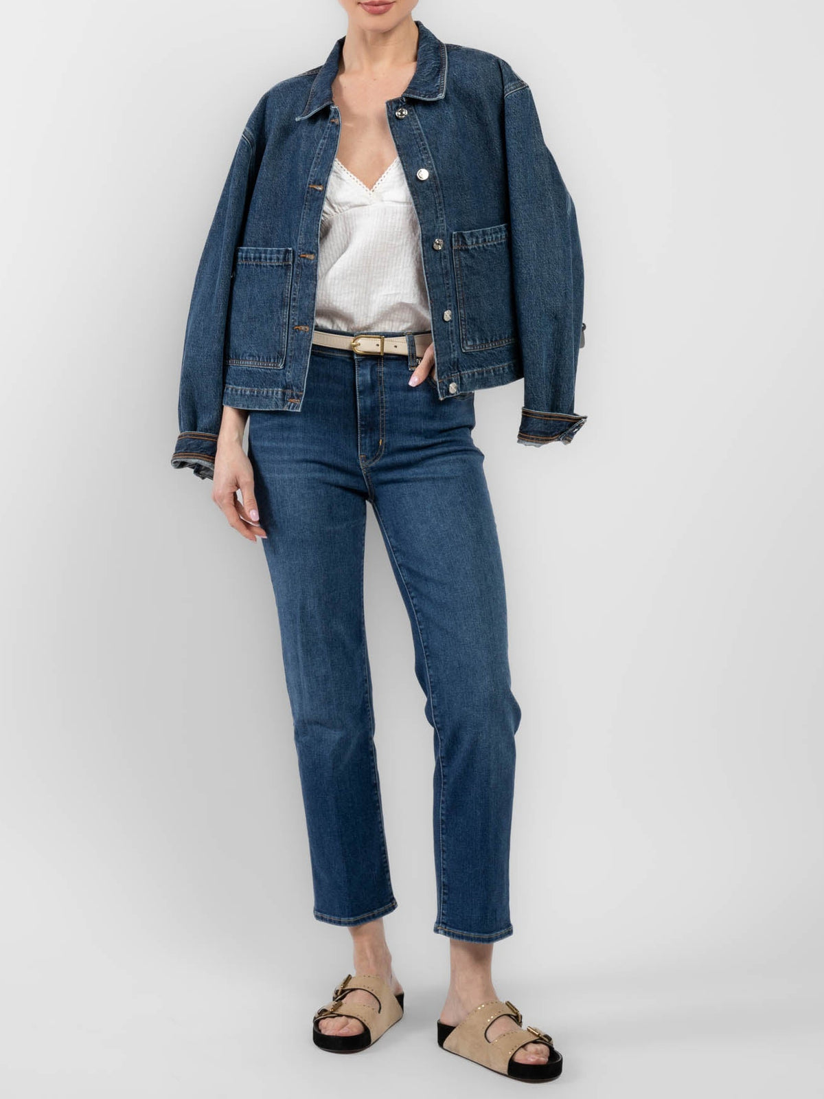 Sleek Straight Long denim trousers - Femma