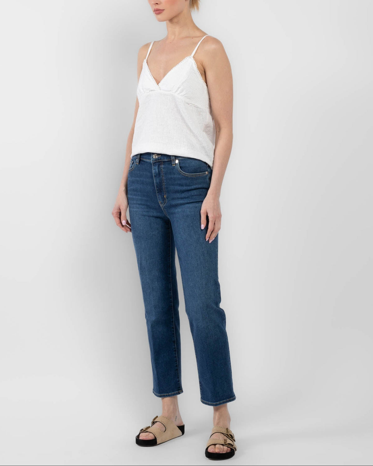 Sleek Straight Long denim trousers - Femma