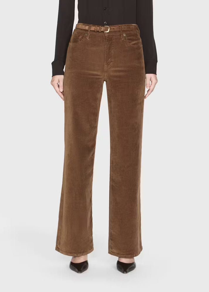 Slim-fit corduroy palazzo trousers in denim - Toast