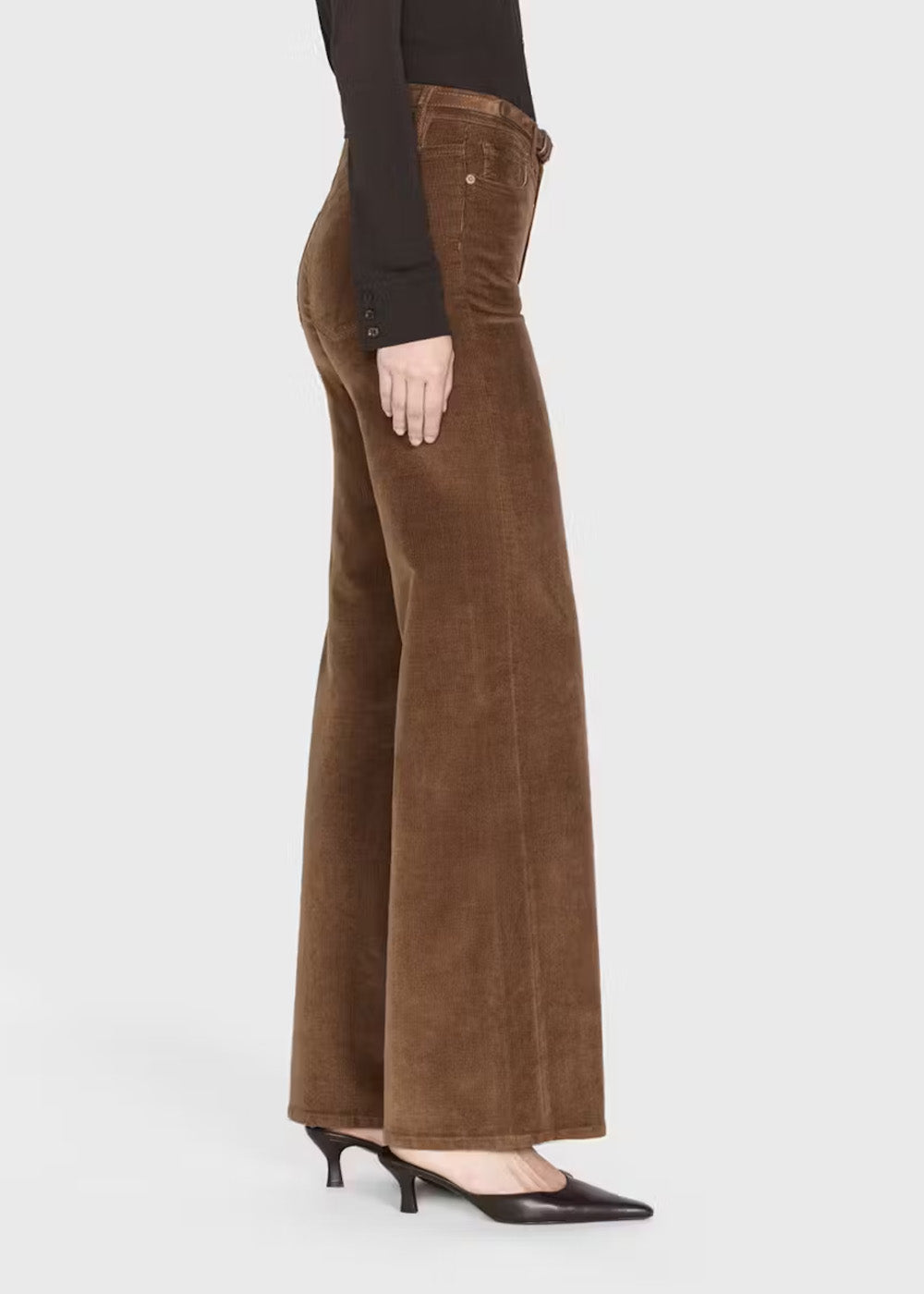 Slim-fit corduroy palazzo trousers in denim - Toast