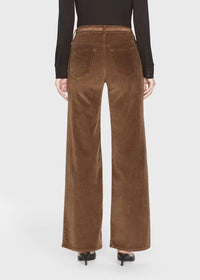 Slim-fit corduroy palazzo trousers in denim - Toast