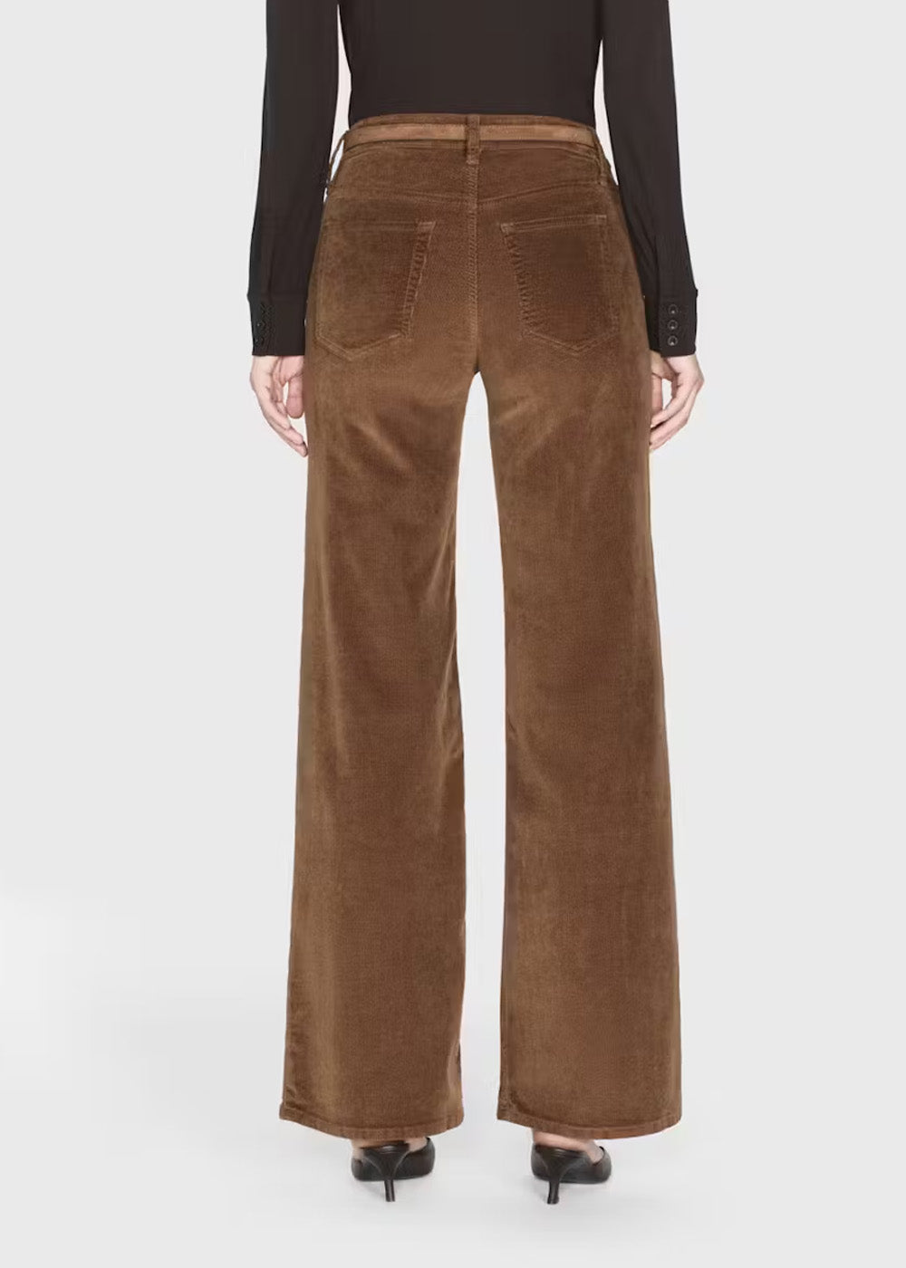 Slim-fit corduroy palazzo trousers in denim - Toast
