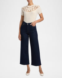 Slim-fit cropped palazzo denim trousers - Rinse