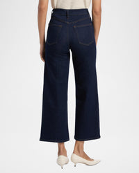 Slim-fit cropped palazzo denim trousers - Rinse