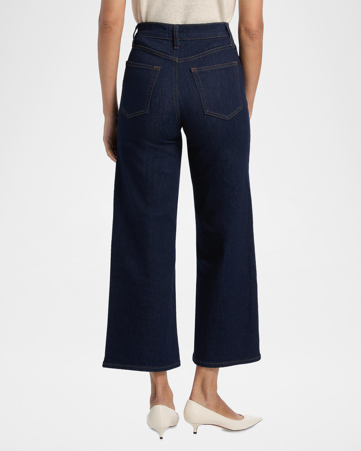 Slim-fit cropped palazzo denim trousers - Rinse
