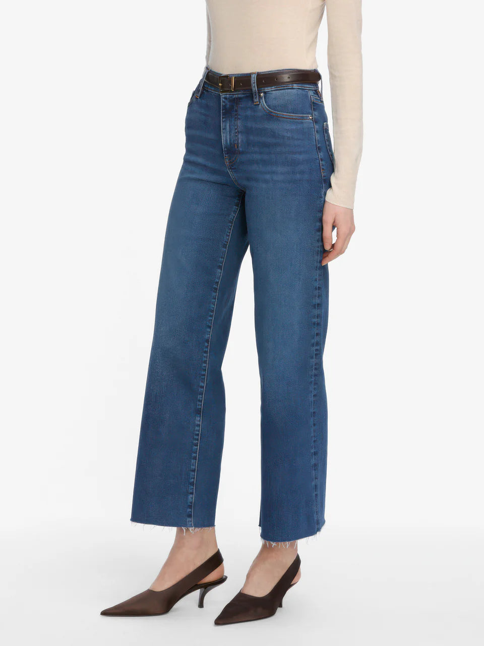 Pantalon Slim Palazzo Crop en denim - Elixir Raw After