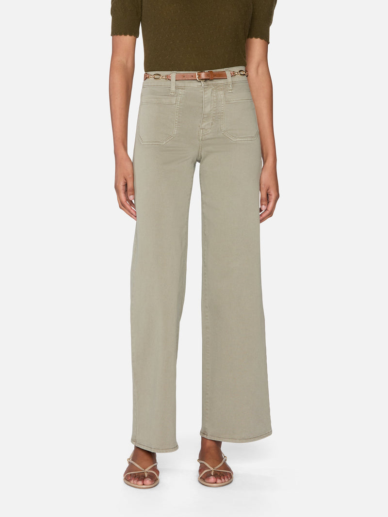 Modernist Pocket Slim Palazzo denim trousers - Thyme