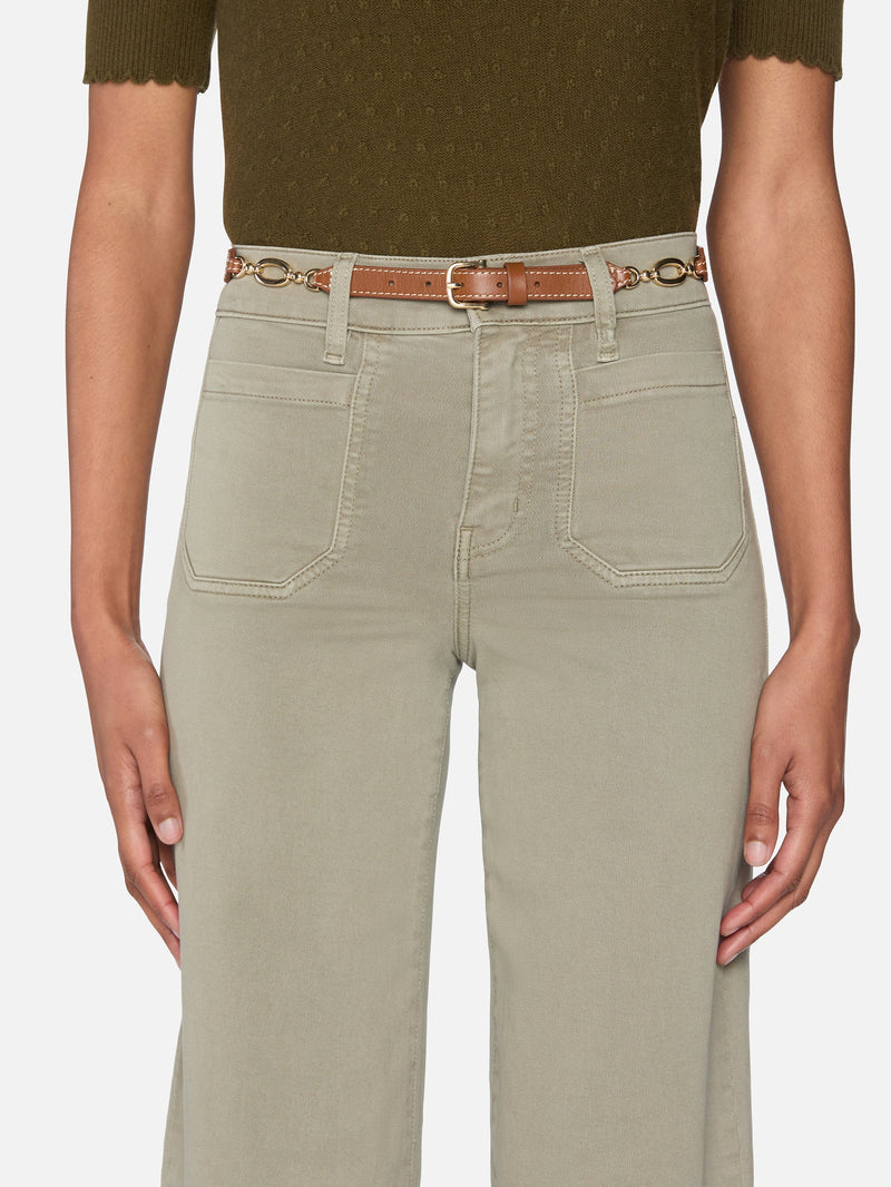 Modernist Pocket Slim Palazzo denim trousers - Thyme