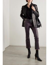 Pantalon Crop Mini Boot en cuir - Plum