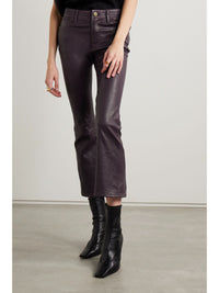 Pantalon Crop Mini Boot en cuir - Plum