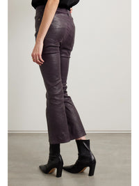 Pantalon Crop Mini Boot en cuir - Plum