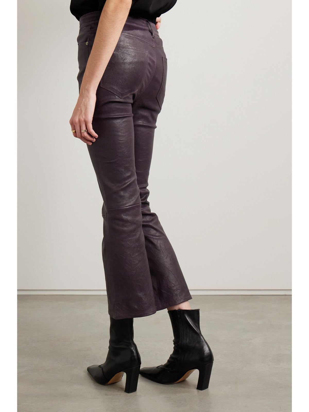 Pantalon Crop Mini Boot en cuir - Plum