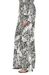 Patterned drawstring trousers - Black
