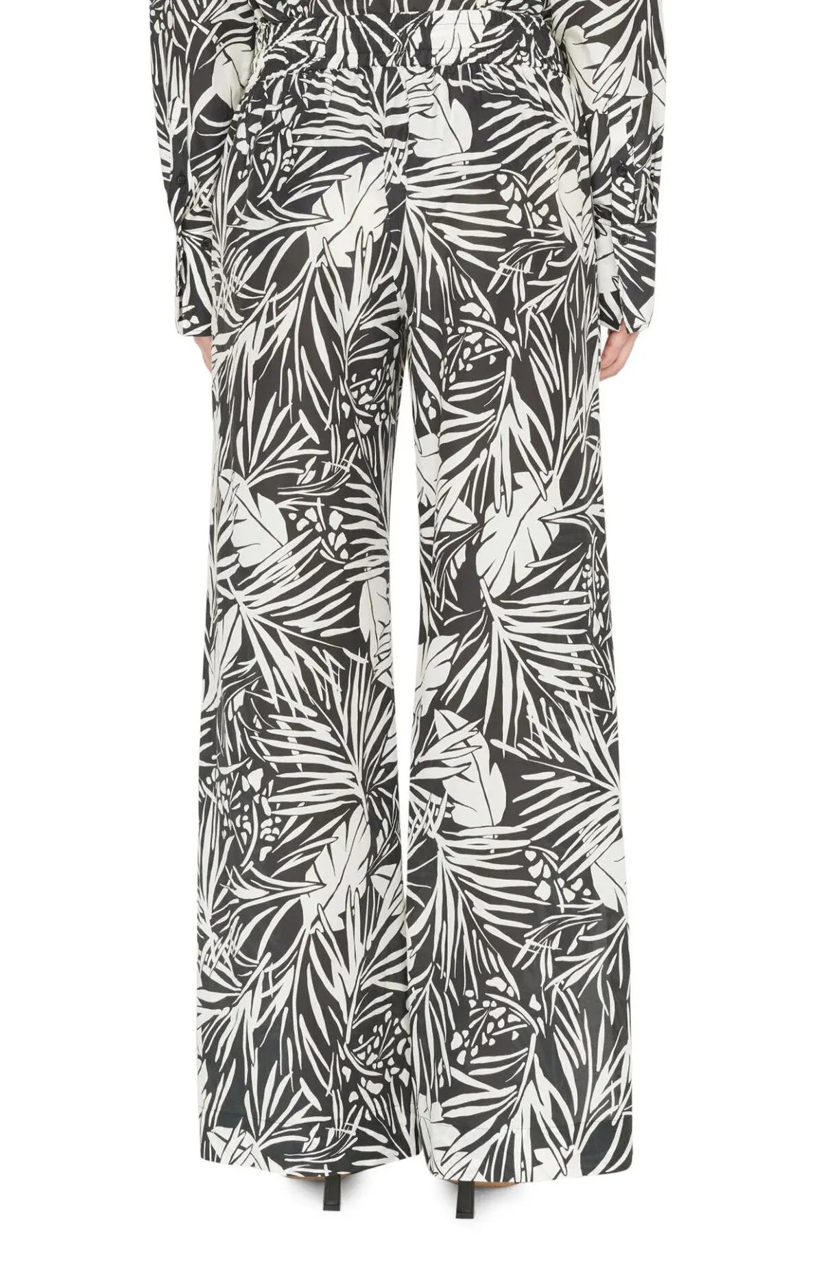 Patterned drawstring trousers - Black