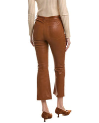Crop Mini Boot Leather Trousers - Tobacco