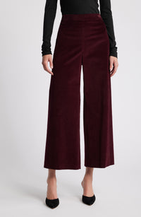 Wide-leg velvet cropped trousers - Wine