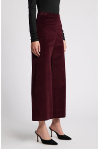 Wide-leg velvet cropped trousers - Wine