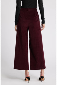 Wide-leg velvet cropped trousers - Wine