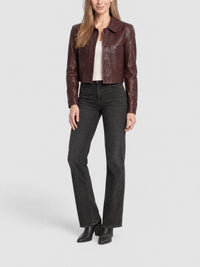 Veste courte en cuir - Syrah Red
