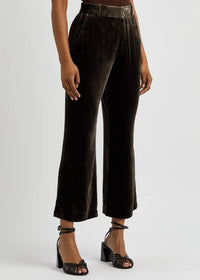 Pantalon évasé court en velours - Espresso