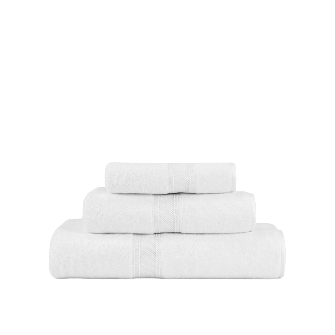 Ornate medallion lace cotton towels - White