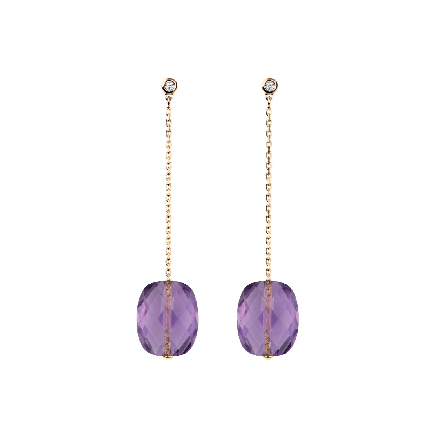 Friandise Diamant earrings in yellow gold & Amethyst and Diamond - Violet & White