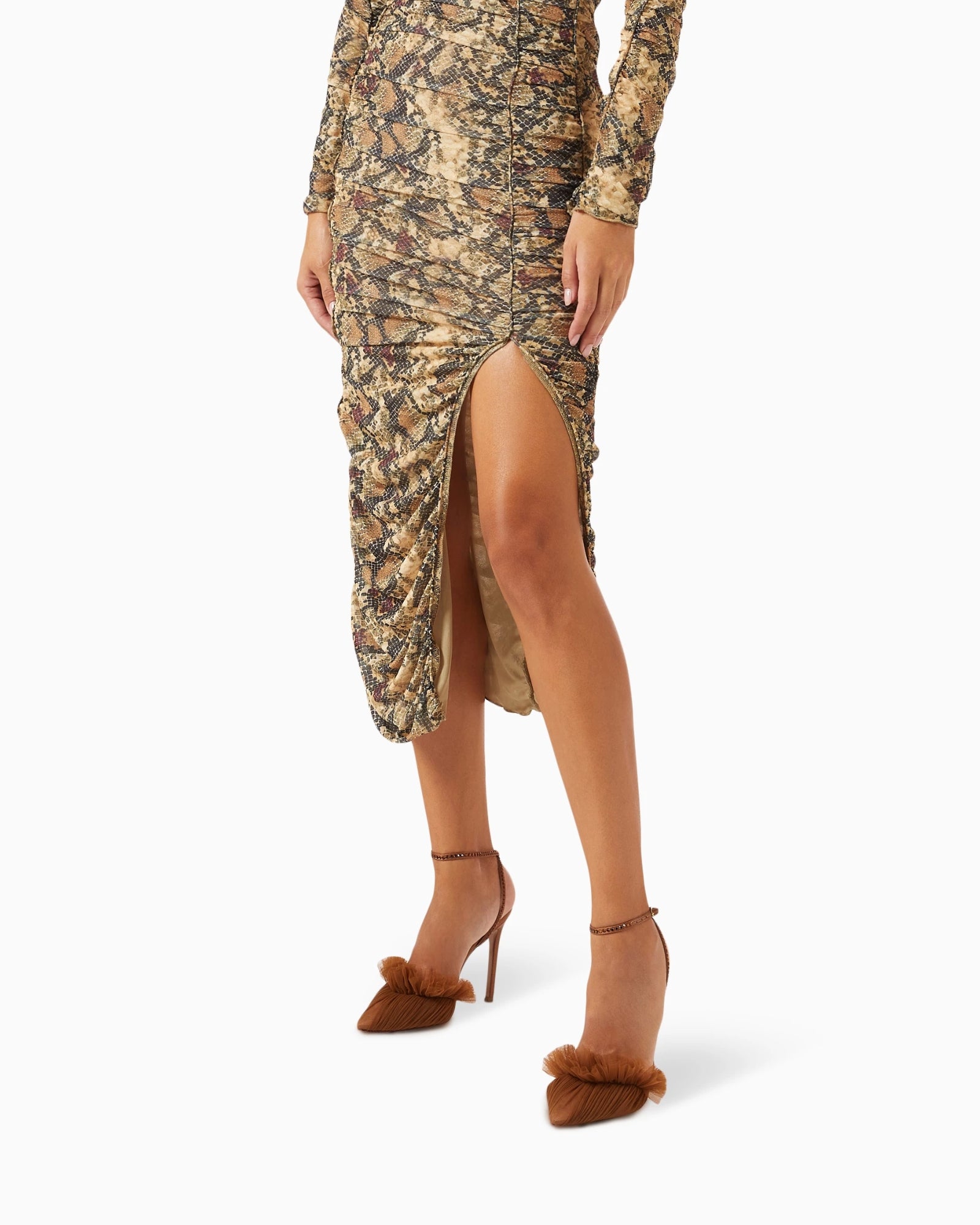 Escarpins Franca Glitz 105 en satin - Camel