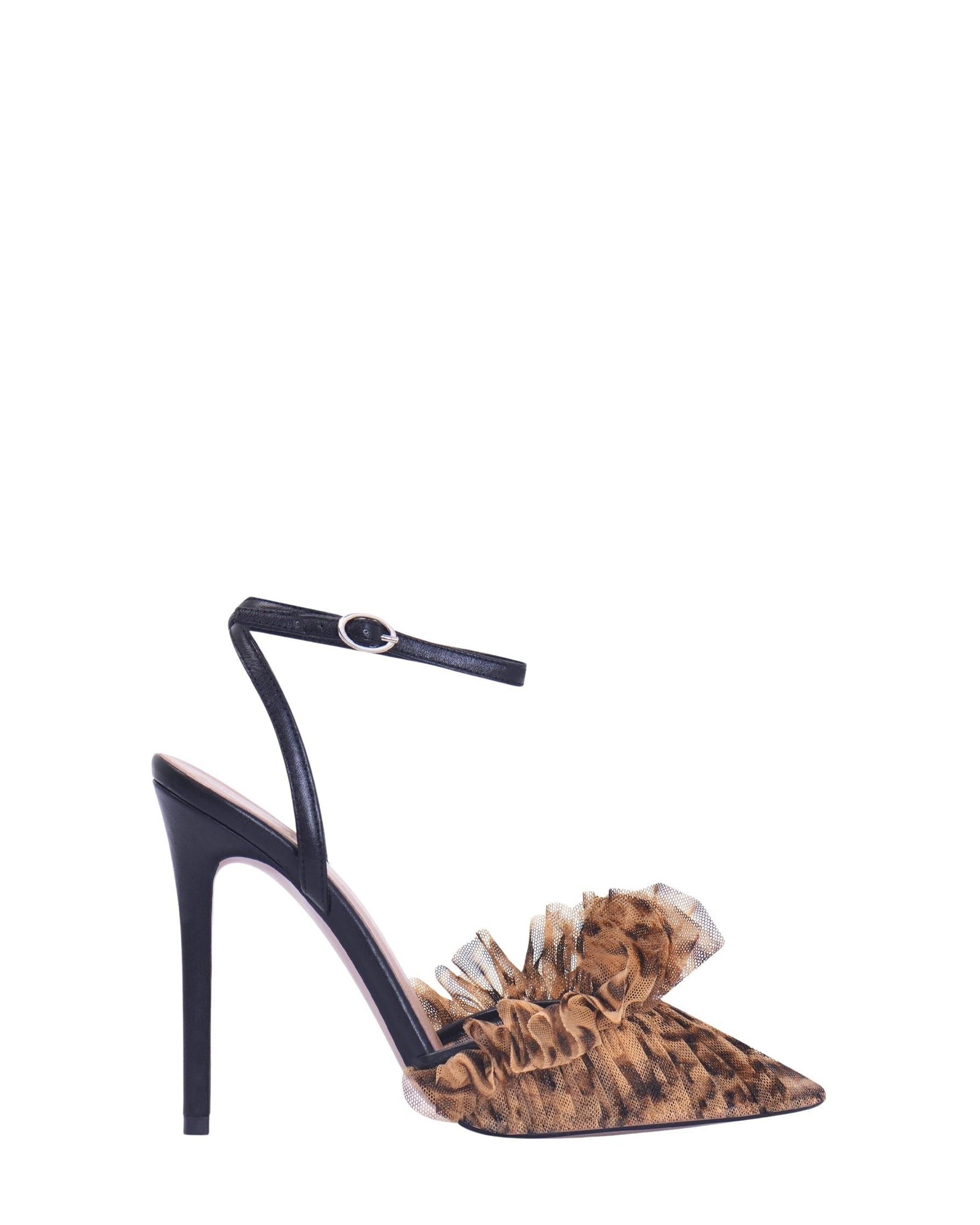 Escarpins Franca Leopard 105 en satin - Black Patent Leopard