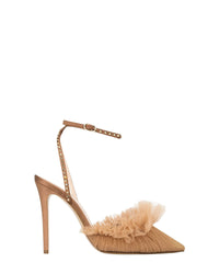 Escarpins Franca Glitz 105 en satin - Camel