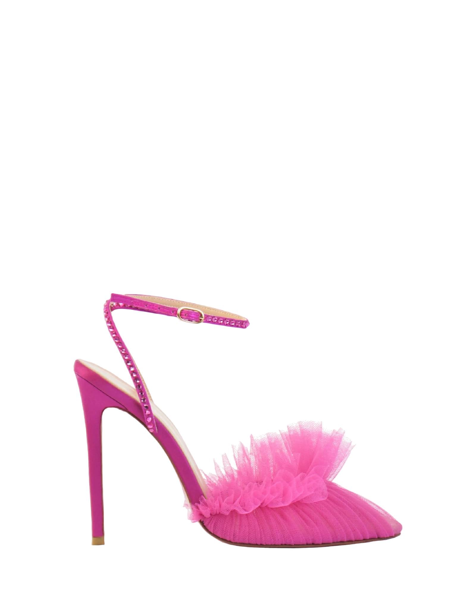 Escarpins Franca Glitz 105 en satin - Magenta