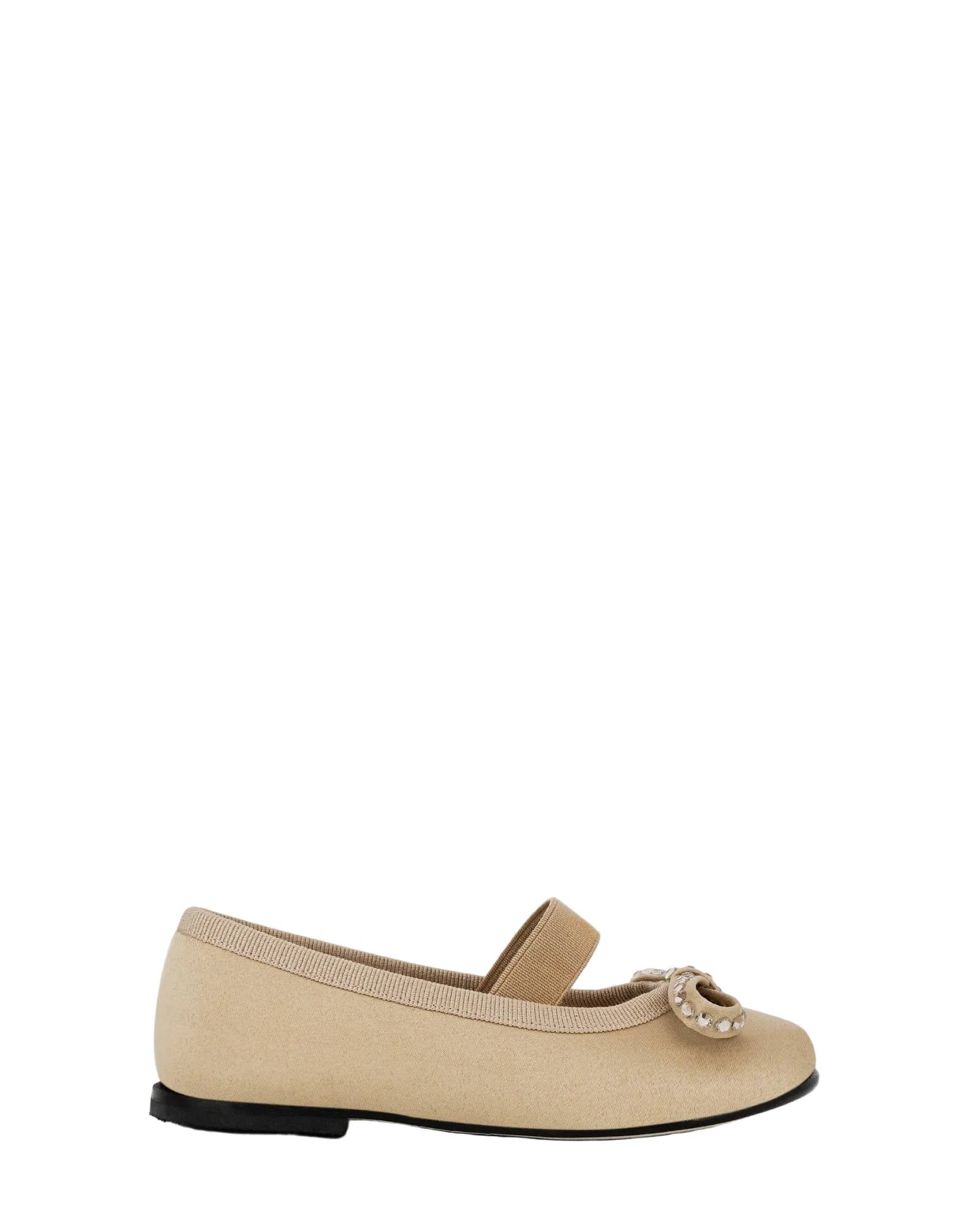 Barbara ballet flats with crystals, in satin - Champagne