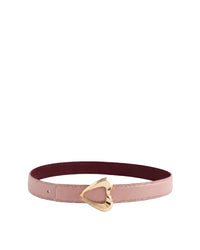 Heart Reversible Leather Belt – Burgundy, Pink Leather & Gold Buckle