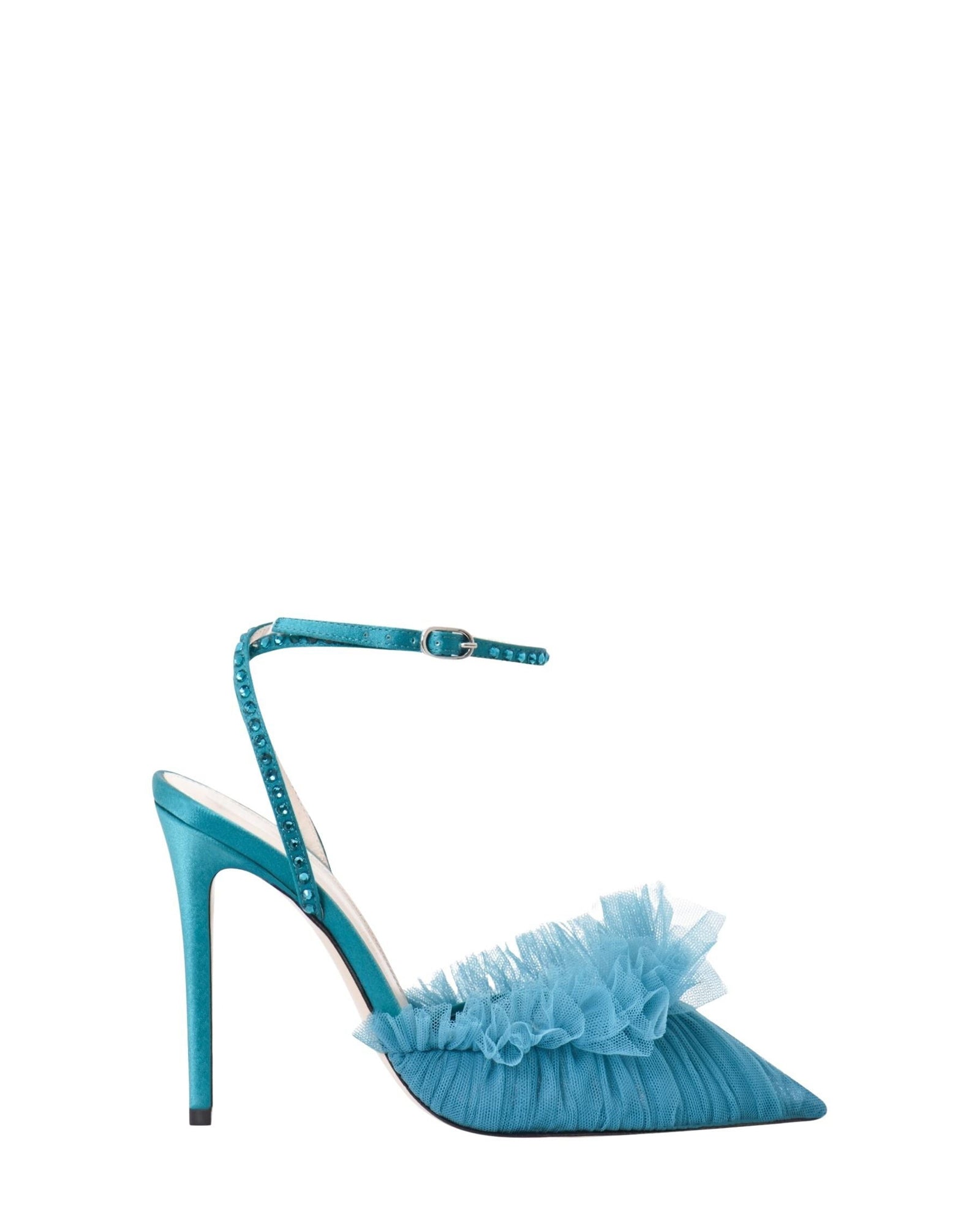 Escarpins Franca Glitz 105 en satin - Turquoise