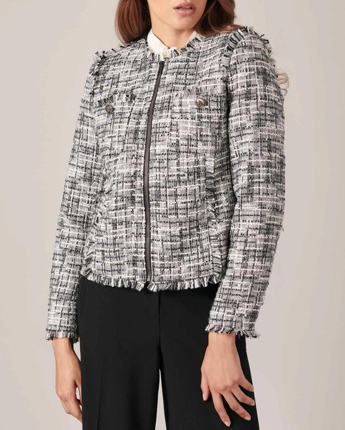 Veste Francoise en twéed - Black & White