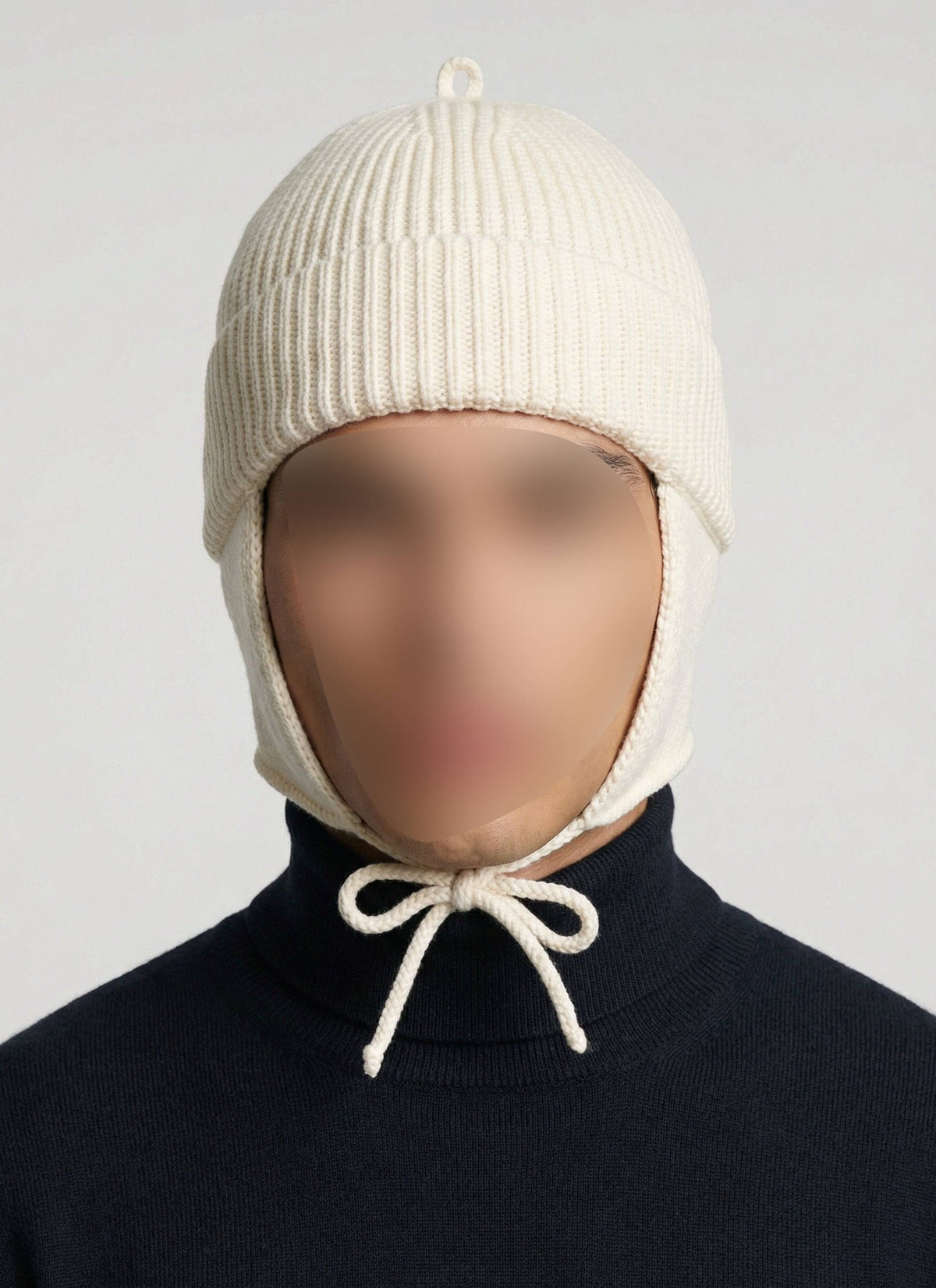 Wool balaclava chapka - Ecru