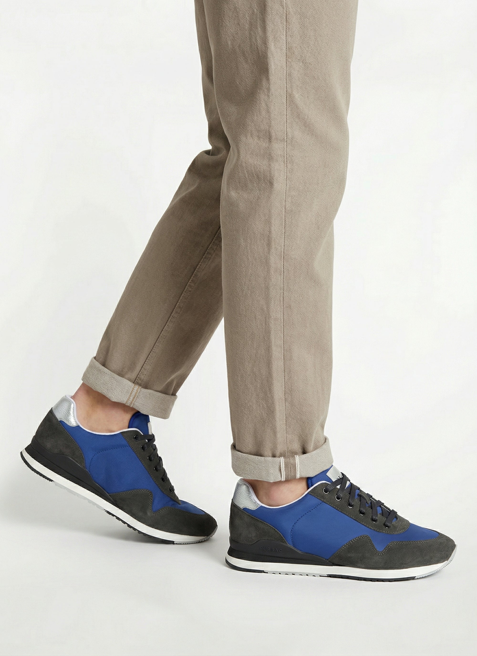 Leather and nylon trainers - Faïence