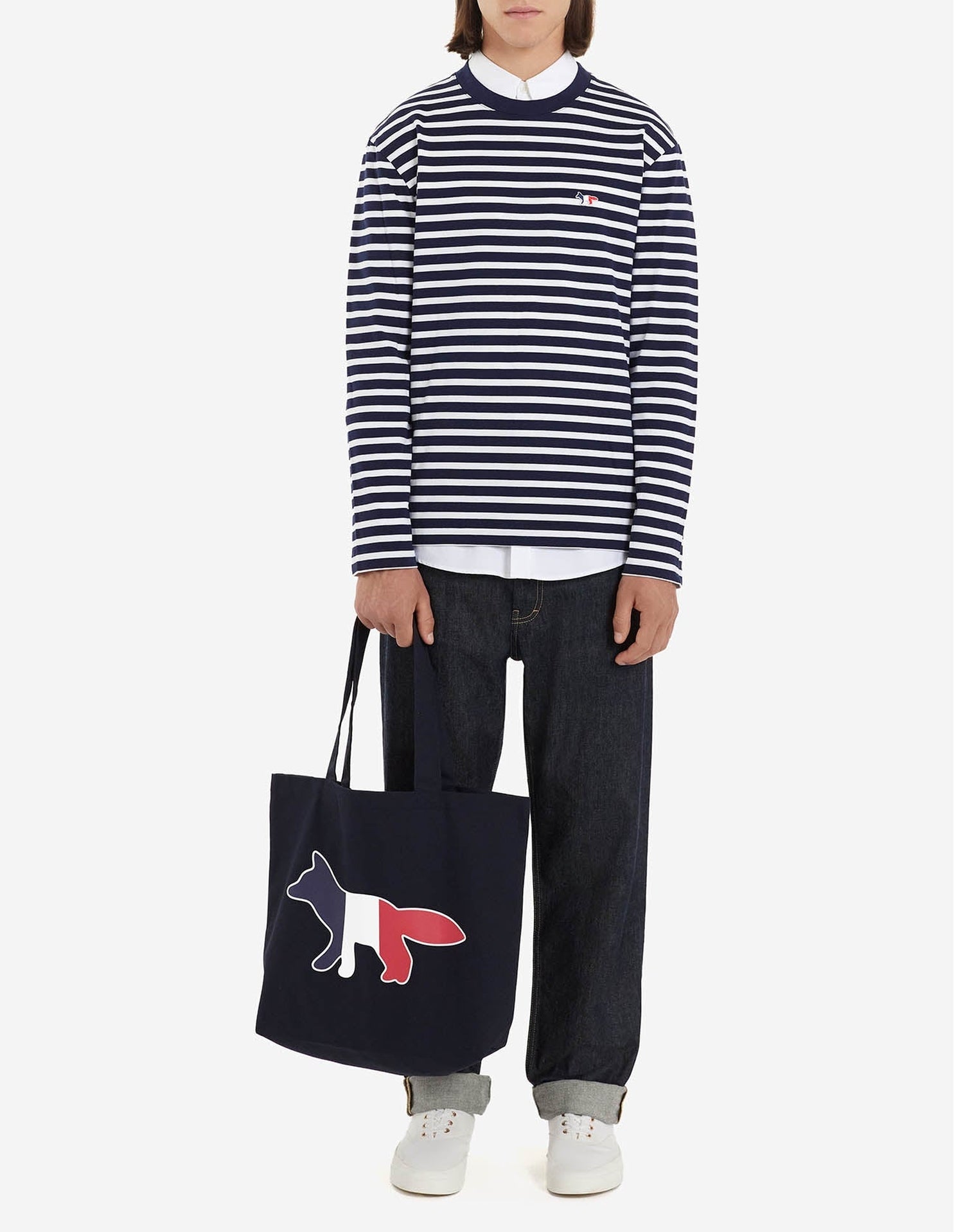 T-shirt marinière à manches longues - Navy White