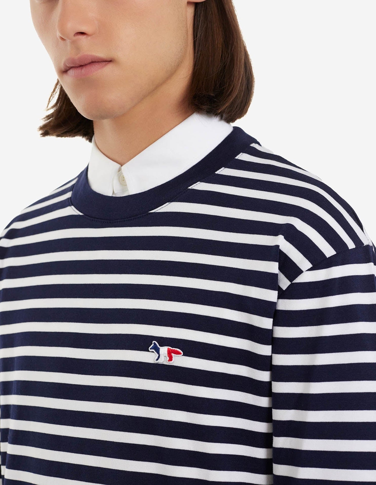T-shirt marinière à manches longues - Navy White