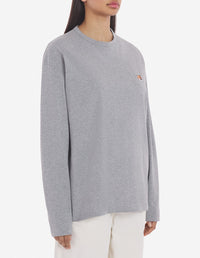 T-shirt Fox Head à manches longues avec écusson - Grey Melange