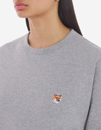 T-shirt Fox Head à manches longues avec écusson - Grey Melange