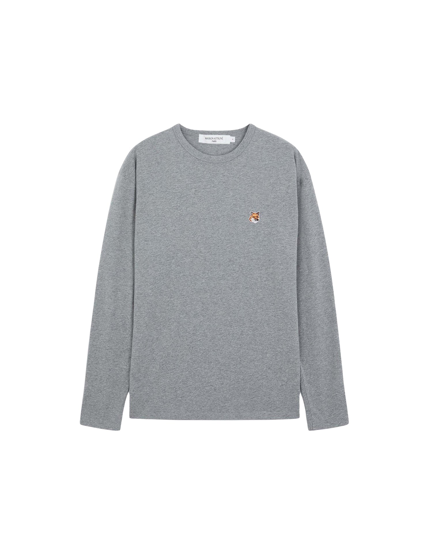 T-shirt Fox Head à manches longues avec écusson - Grey Melange