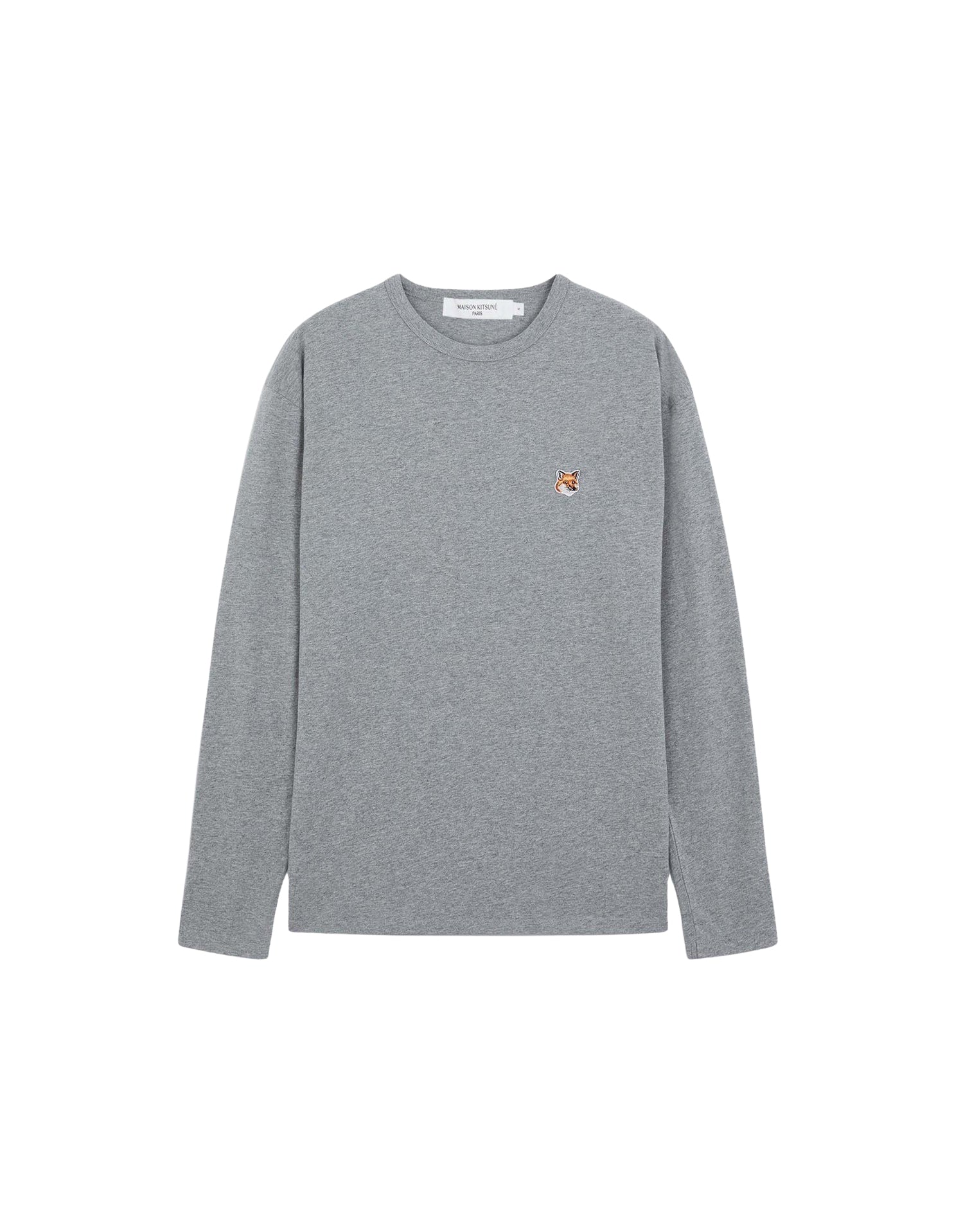 T-shirt Fox Head à manches longues avec écusson - Grey Melange