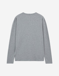 T-shirt Fox Head à manches longues avec écusson - Grey Melange