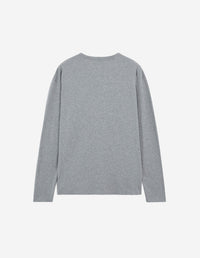 T-shirt Fox Head à manches longues avec écusson - Grey Melange