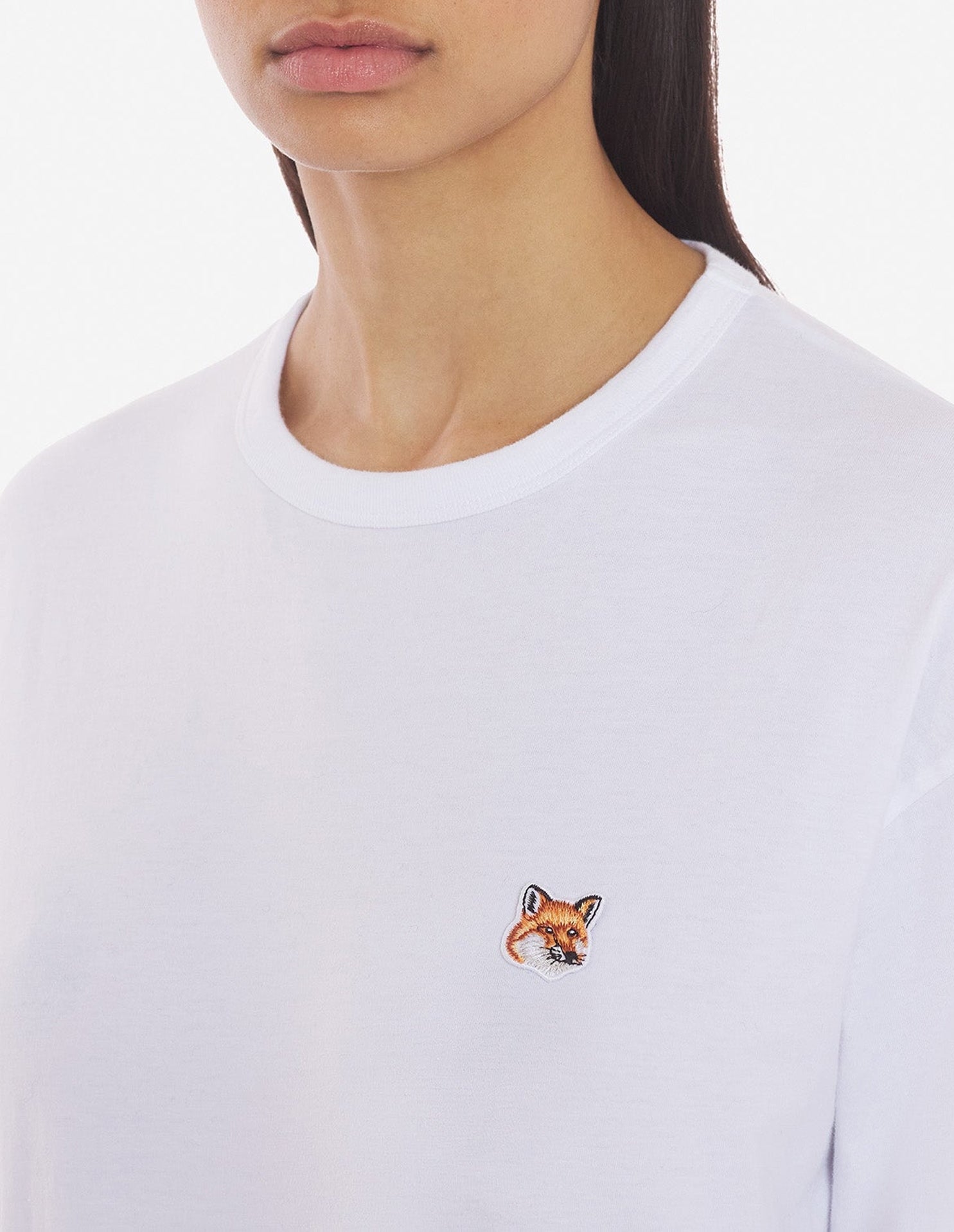 T-shirt Fox Head à manches longues avec écusson - White