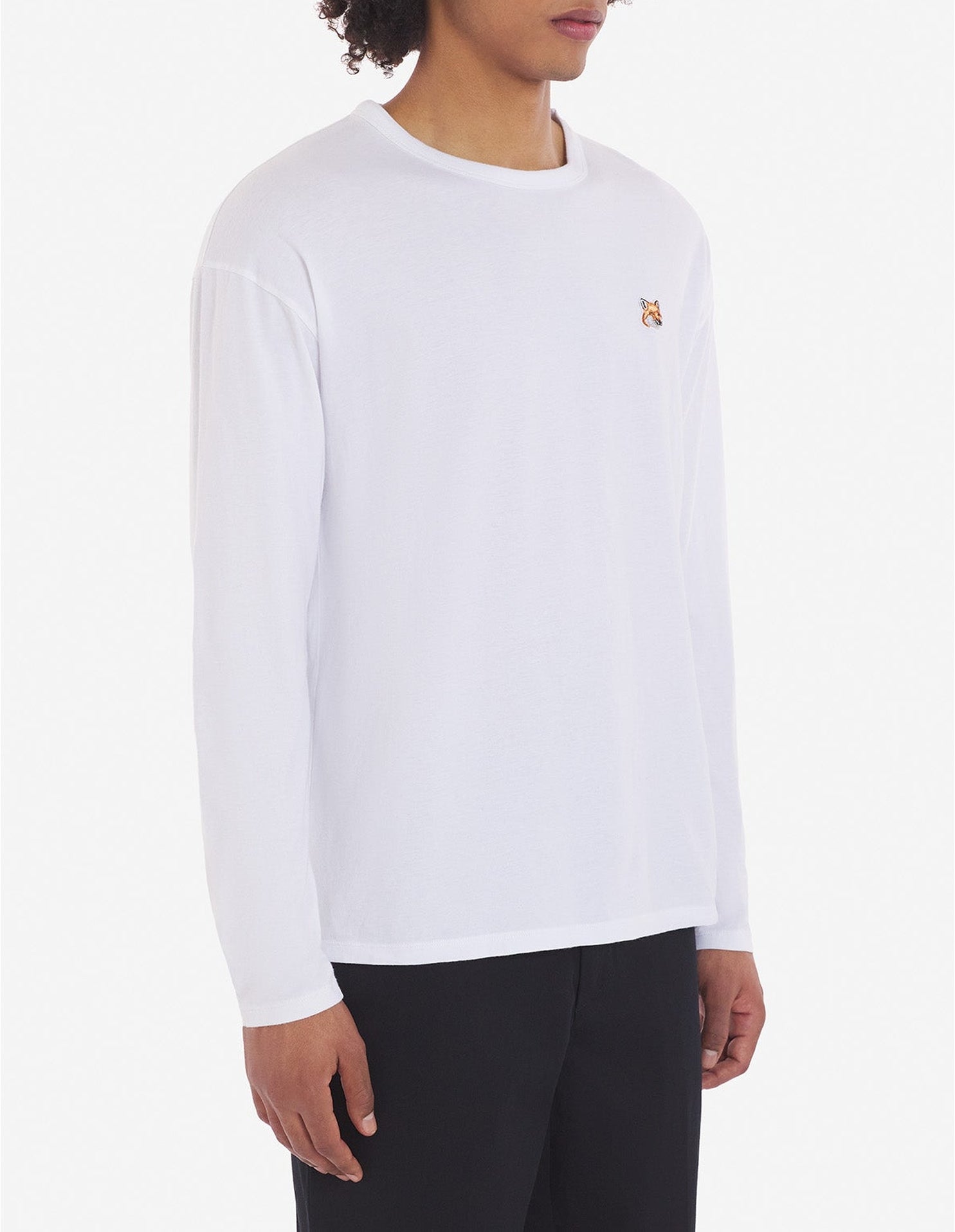 T-shirt Fox Head à manches longues avec écusson - White