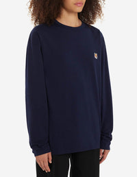 T-shirt Fox Head à manches longues avec écusson - Navy