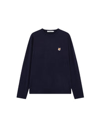 T-shirt Fox Head à manches longues avec écusson - Navy