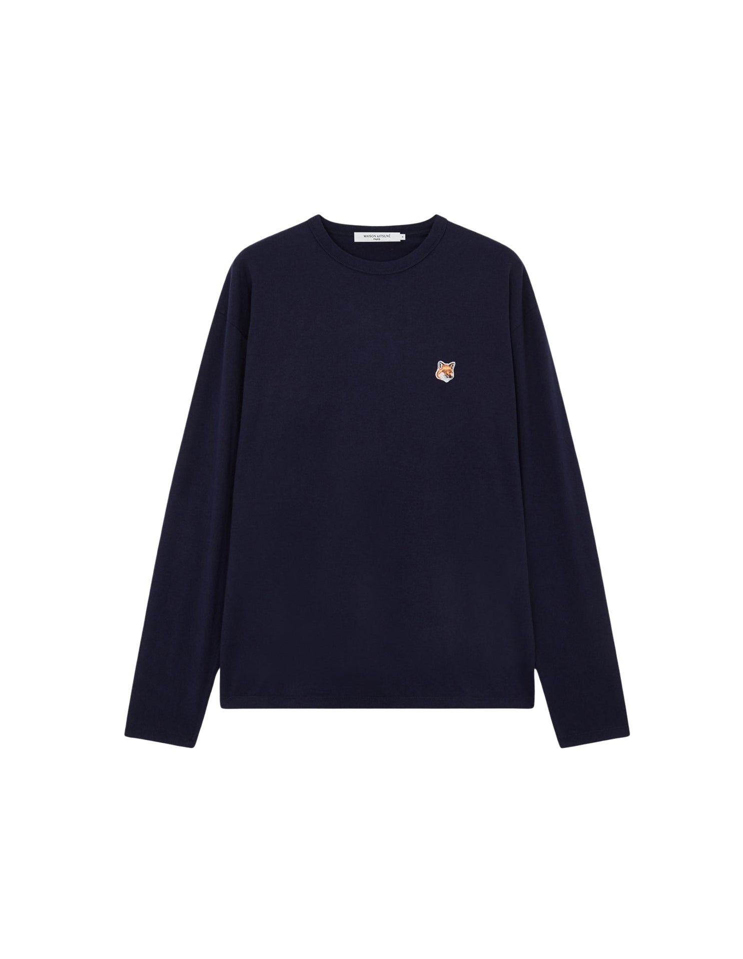 T-shirt Fox Head à manches longues avec écusson - Navy